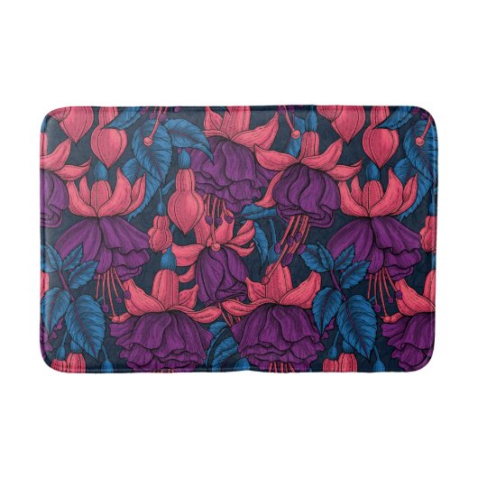 Tapis De Bain Fuchsia en bleu et violet (Devant)