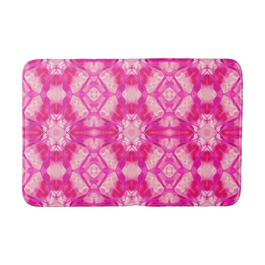 Tapis De Bain Fuchsia et Pastel Pink Tie Dye Motif (Devant)