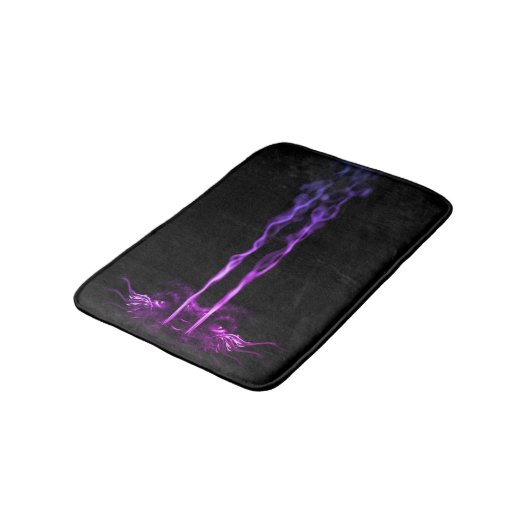 Tapis De Bain Fumée de dragon noir et violet (Angle)