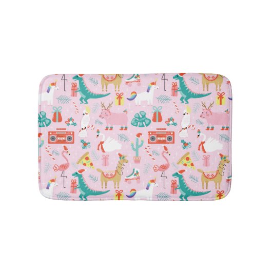 Tapis De Bain Fun de Noël : Animal Motif sans Seamless. (Devant)