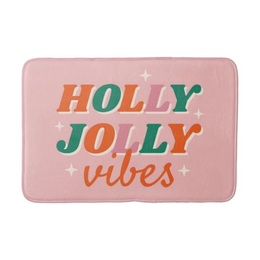 Tapis De Bain Fun Holly Jolly Vibes Design de Noël (Devant)