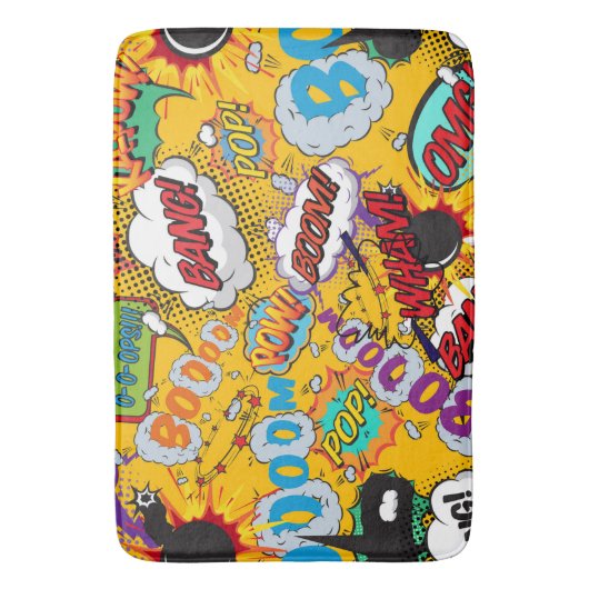 Tapis De Bain Fun Retro Comic Book Pop Art Explosions (devant Vertical)