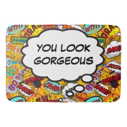 Tapis De Bain Fun Retro Comic Book Pop Art TU AS L'AIR GORGEUSE (Devant)