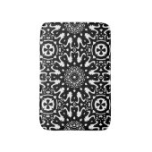 Tapis De Bain Funky Mandala Noir+Blanc Motif Mat (Devant (Vertical))