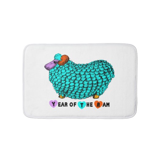 Tapis De Bain Funky Turquoise Ram chinois Année Zodiac Bath Mat (Devant)