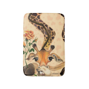 Tapis De Bain Funny Bath Mat Giraffe avec Rose - Gentleman