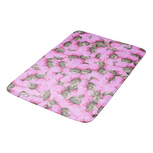 Tapis De Bain Funny Chat rose (Angle)