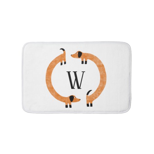 Tapis De Bain Funny Dachshund Saucisse Chien Monogramme (Devant)