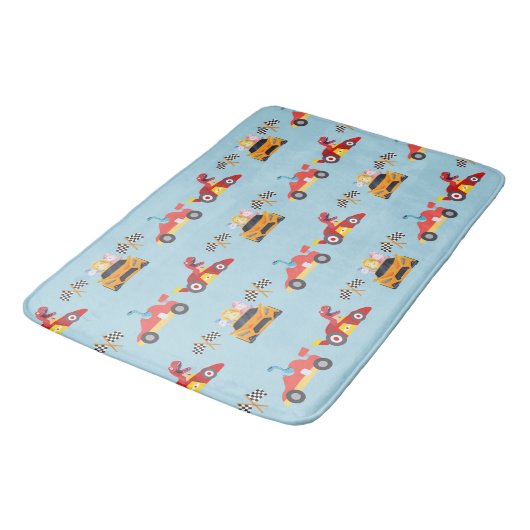 Tapis De Bain Funny Dinosaur voiture de course garçon anniversai (Angle)