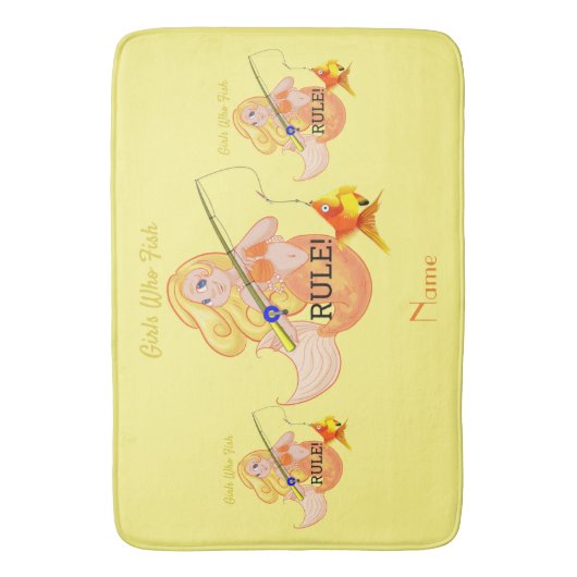 Tapis De Bain Funny Pêche Fille Sirène Thunder_Cove (devant Vertical)