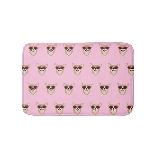 Tapis De Bain Funny Pembroke Welsh Corgi Motif rose (Devant)