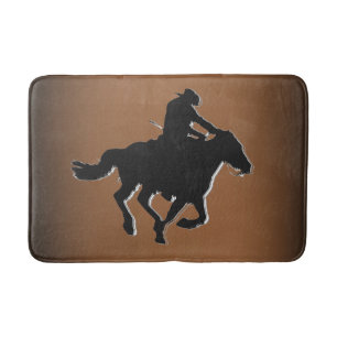 Tapis De Bain Galloping Horse et Cowboy à l'occidentale