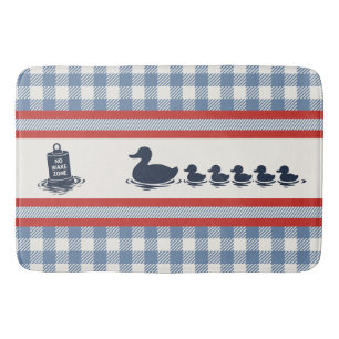 Tapis De Bain Garçons Chic Canard & Vichy -  Bleu Marine Rouge F