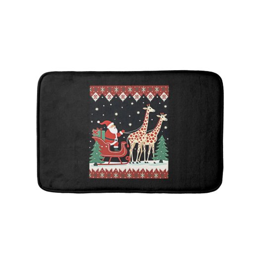 Tapis De Bain Garçons Filles Santa Claus équitation Giraffe Slei (Devant)