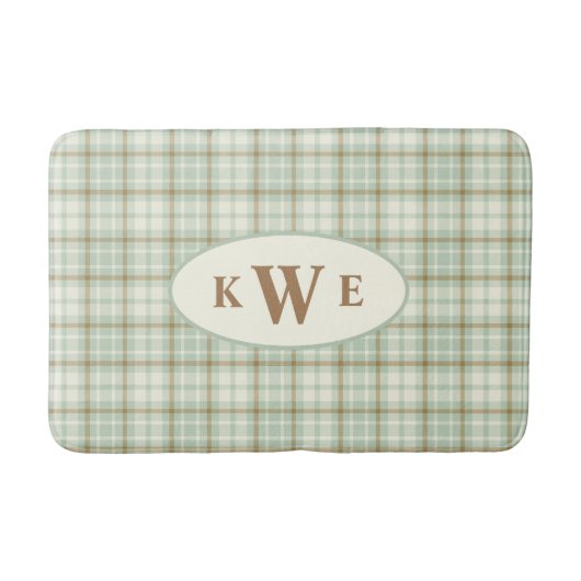Tapis De Bain Garçons modernes Vert Neutre Plaid (Devant)