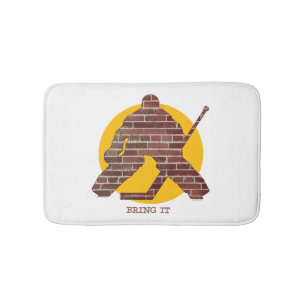 Tapis De Bain Gardien de but d'hockey de mur de briques