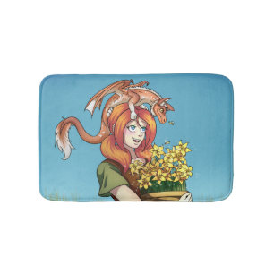 Tapis De Bain Gathering Flowers with a Dragon