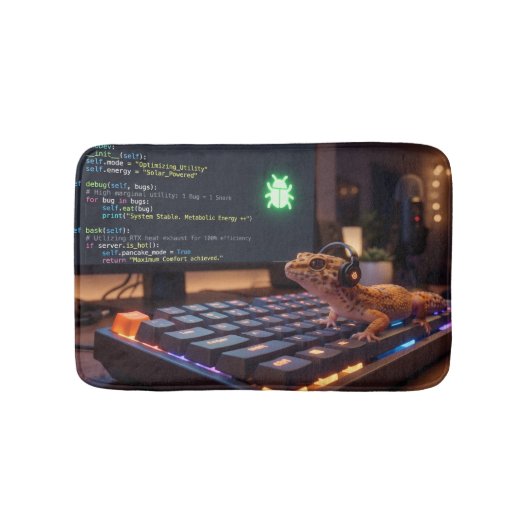 Tapis De Bain GeckoDev // Programmeur Cyberpunk Léopard Gecko Ch (Devant)