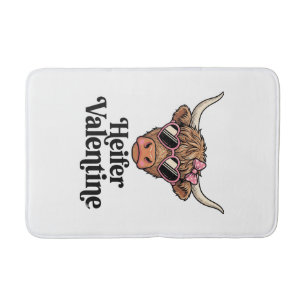 Tapis De Bain Génisse Valentine Highland Cow Design Vintage_1