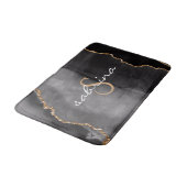 Tapis De Bain Géode d'agate noire et or monogramme (Angle)