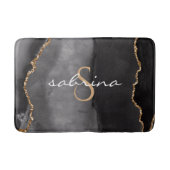 Tapis De Bain Géode d'agate noire et or monogramme (Devant)