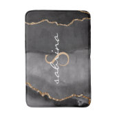 Tapis De Bain Géode d'agate noire et or monogramme (Devant (Vertical))