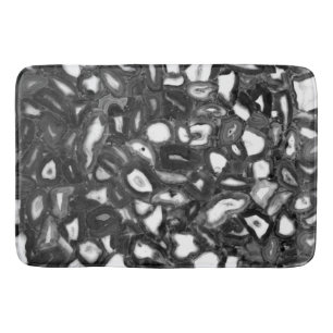 Tapis De Bain Géode des agates Abstraites en noir blanc