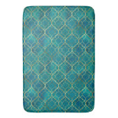 Tapis De Bain Géométrie Émeraude Dorée (devant Vertical)