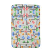 Tapis De Bain Géométrique Abstrait, Bleu, Or, Corail, Vert (Devant (Vertical))