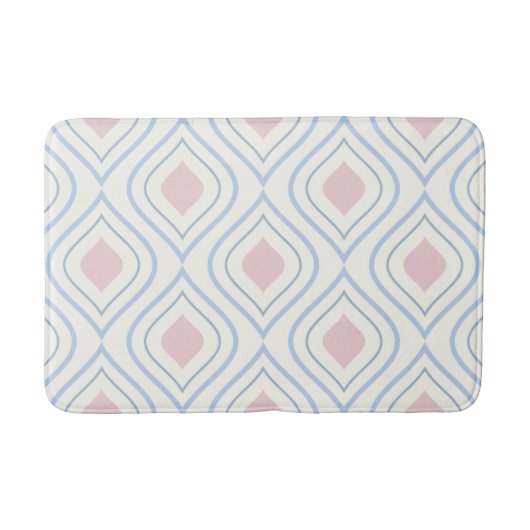 Tapis De Bain géométrique Abstraite, bleue, rose et blanc cassé (Devant)