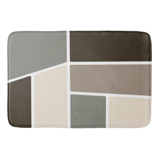 Tapis De Bain Géométrique Brown, Taupe, Grey et Ivoire (Devant)