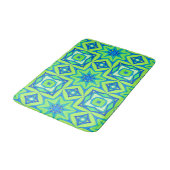 Tapis De Bain Géométrique étoile Abstraite - Vert chaux et bleu (Angle)