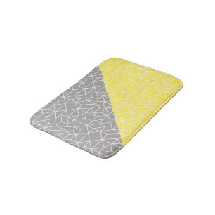 Tapis de bain géométrique gris et jaune