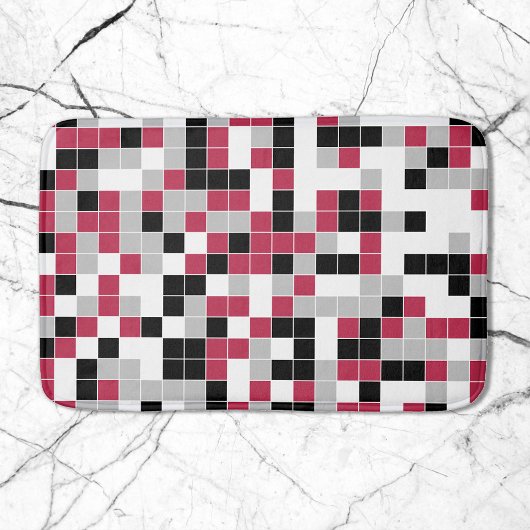 Tapis De Bain Géométrique moderne Magenta Black Grey