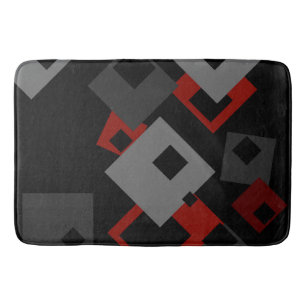Tapis De Bain Géométrique rouge et gris noir