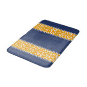 Tapis De Bain Géopard, bleu marine, blanc, jaune moutarde, cousu (Angle)