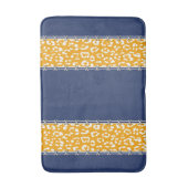 Tapis De Bain Géopard, bleu marine, blanc, jaune moutarde, cousu (Devant (Vertical))