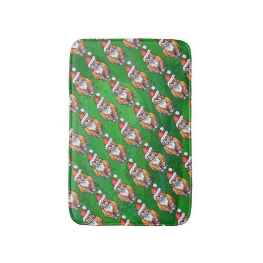 Tapis De Bain Ginger Chat Noël Sur Vert (Devant (Vertical))
