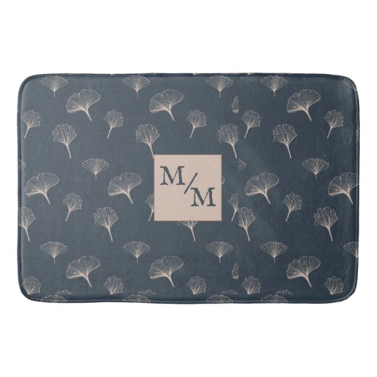 Tapis De Bain Gingko en fer forgé gris bleu (Devant)