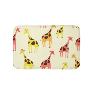 Tapis De Bain Giraffe de dessin : Motif Vintage coloré.