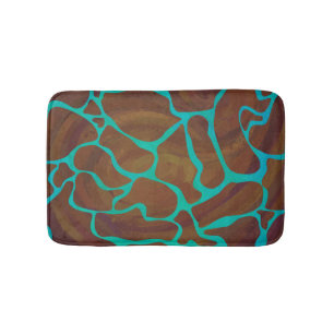 Tapis De Bain Giraffe Impression Brown et Turquoise