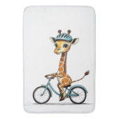 Tapis De Bain Giraffe Riding a Bicycle - Crayon à main (devant Vertical)