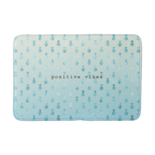 Tapis De Bain Girly Aqua Glam Tropical Pineapples Ombre (Devant)