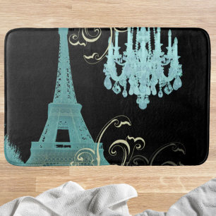Tapis De Bain girly chic mode rétro turquoise paris eiffel tower