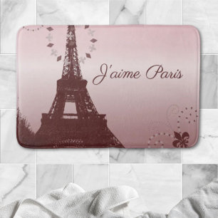 Tapis De Bain girly chic rétro mode rose paris tour eiffel