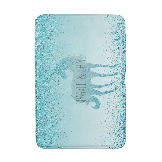 Tapis De Bain Girly Glitz Aqua Turquoise Parties scintillant Uni (Devant (Vertical))
