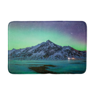 Tapis De Bain Glace et neige Aurora Borealis Voie Lactée Islan