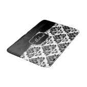 Tapis De Bain Glam Elegant noir blanc Damas Diamants Bain Mat (Angle)