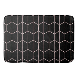 Tapis De Bain Glam géométrique Rose Gold & Black Chic Hexagon 