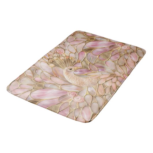 Tapis De Bain Glam Gold Chic Pink Peacock (Angle)